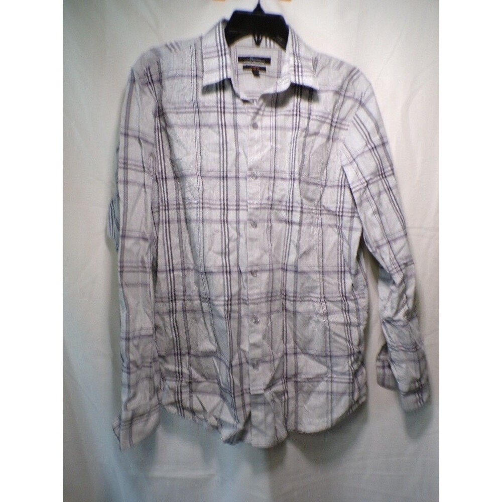 Marc Anthony Men's Plaid Button Down Shirt Long Sleeve Stretch Slim Fit